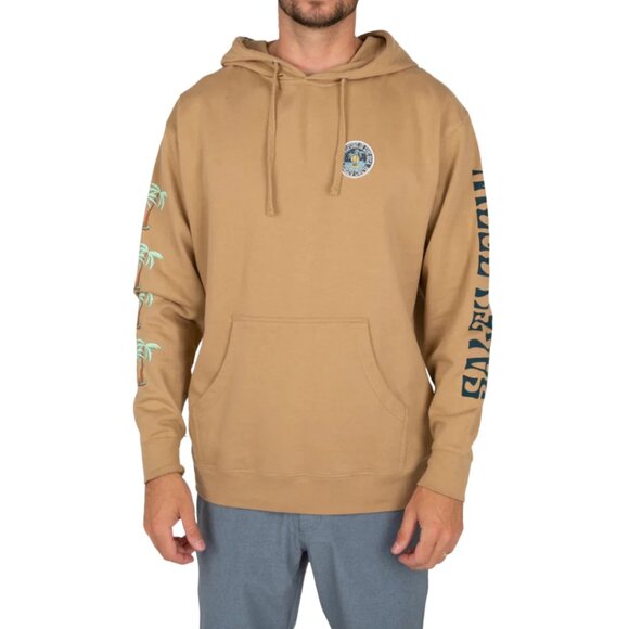 Salty Crew Other - Salty Crew Blue Crabber Overdyed Sweatshirt in Sandstone with Palm Tree Sleeve